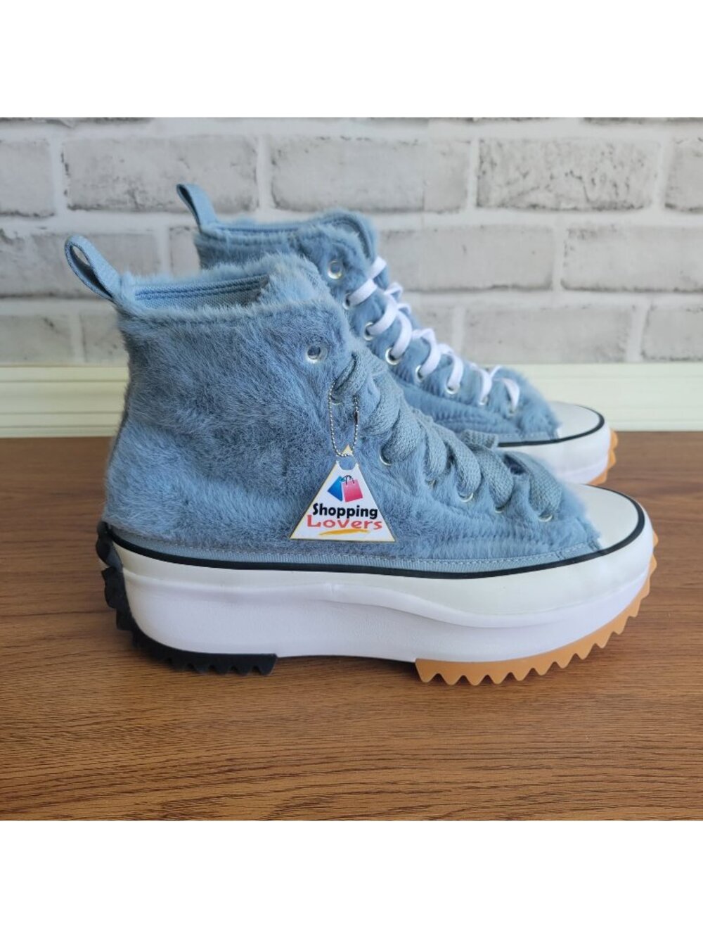 ❤️Converse Run Star Hike Hi Platform Faux Fur 9 Men's Shoes Sneaker Blue A13381C - Picture 1 of 9